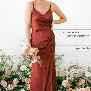 Revelry Rory Satin Terracotta Rust Dress